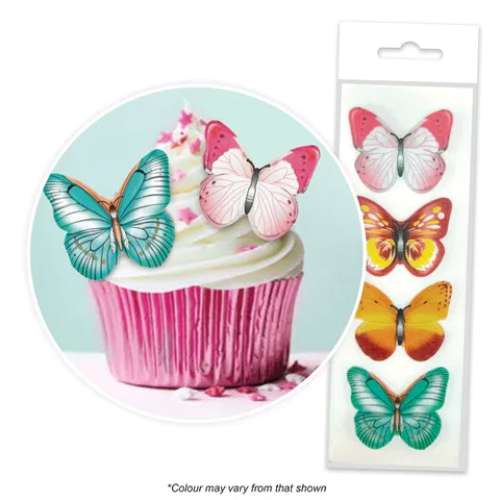 Edible Wafer Paper Cupcake Decorations - Assorted Butterflies - Click Image to Close